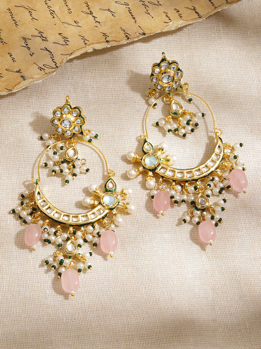 Soft Blush Pink & Kundan Chandbali フリーサイズ