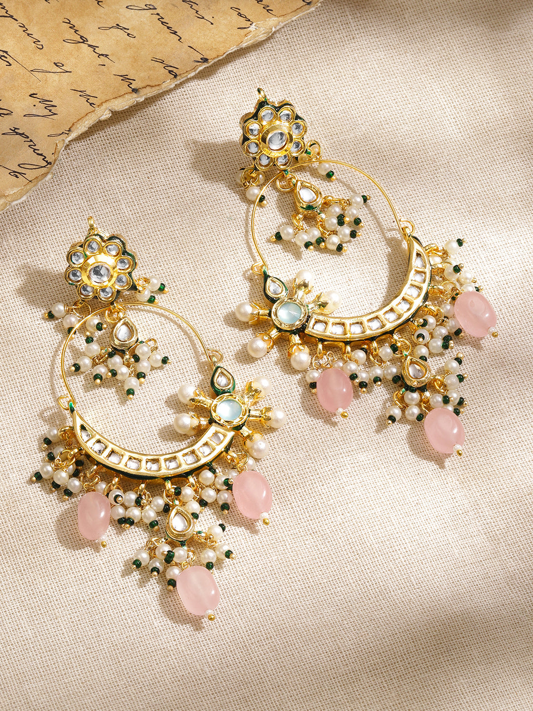 Soft Blush Pink & Kundan Chandbali フリーサイズ