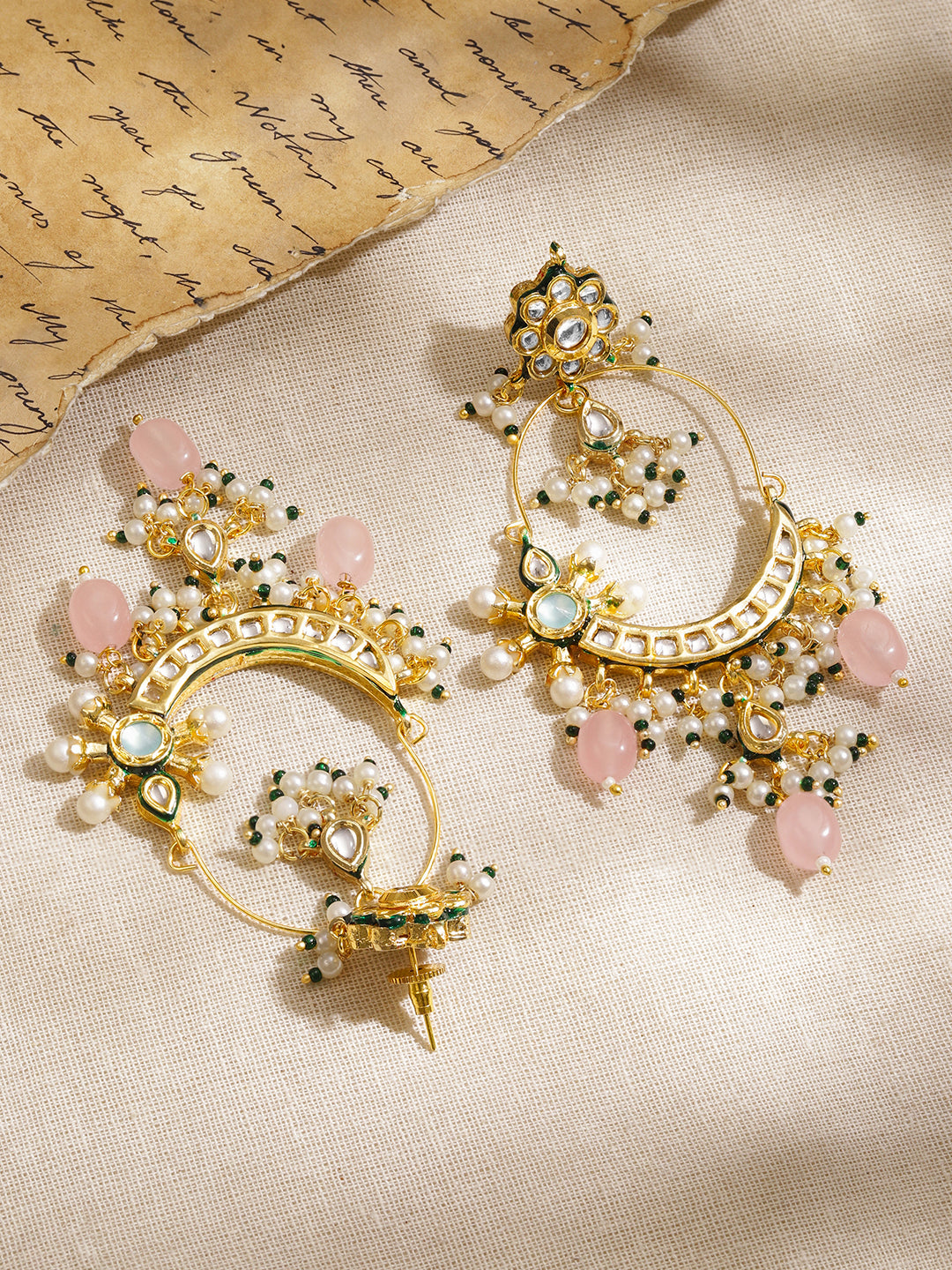 Soft Blush Pink & Kundan Chandbali フリーサイズ