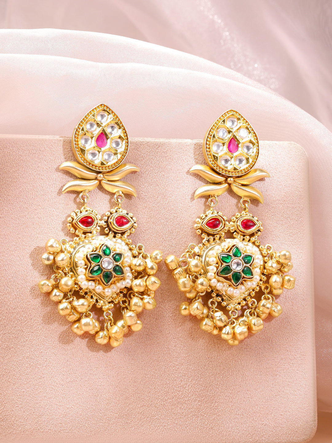 Royal Charm Multicolour Floral Ghungroo Dangler フリーサイズ