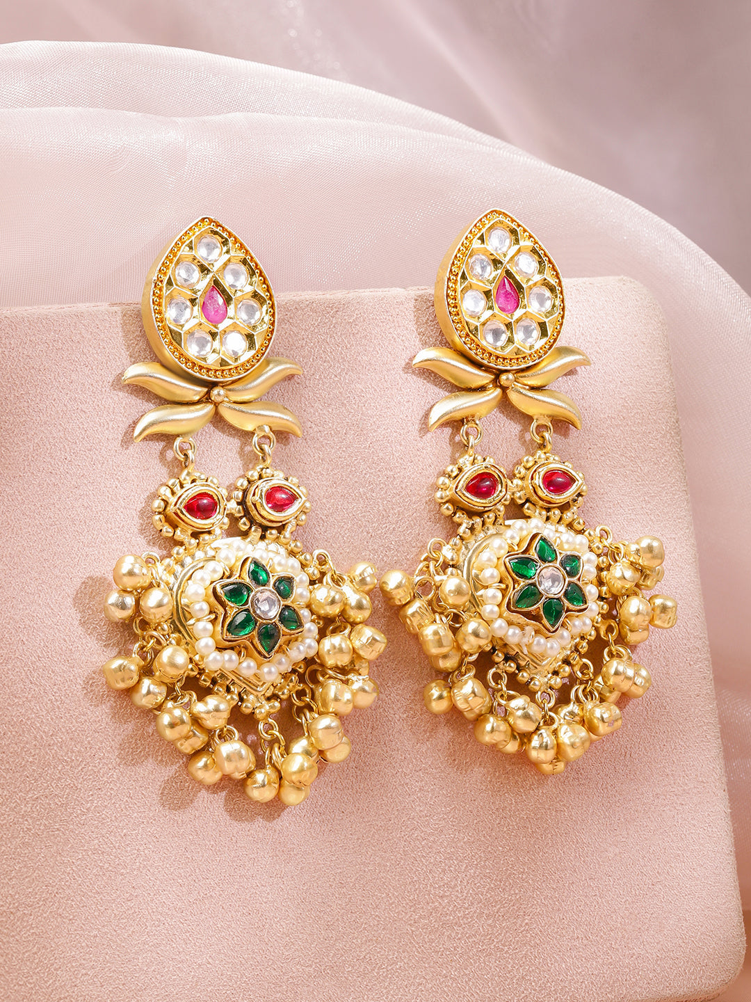 Royal Charm Multicolour Floral Ghungroo Dangler フリーサイズ
