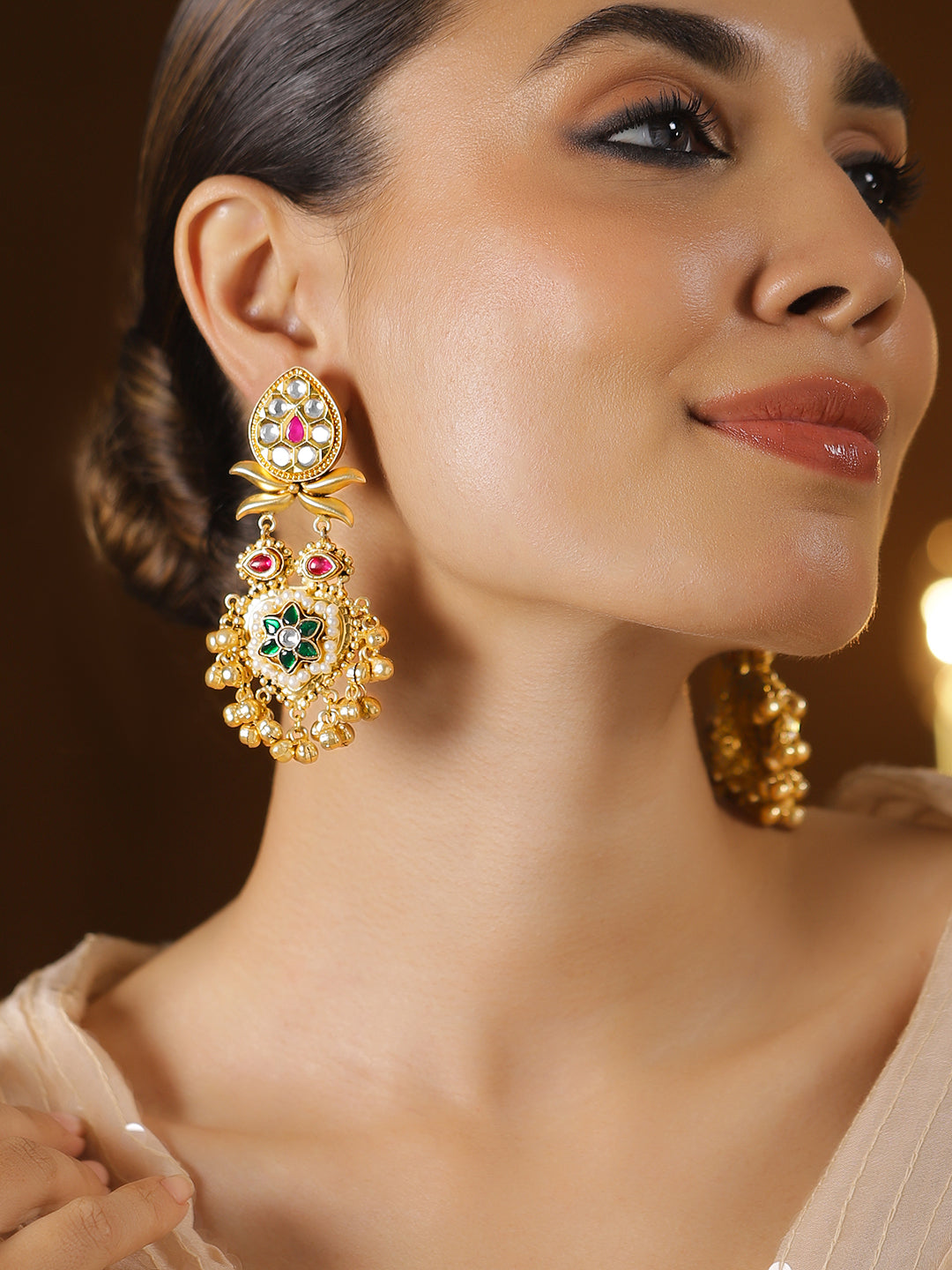 Royal Charm Multicolour Floral Ghungroo Dangler フリーサイズ