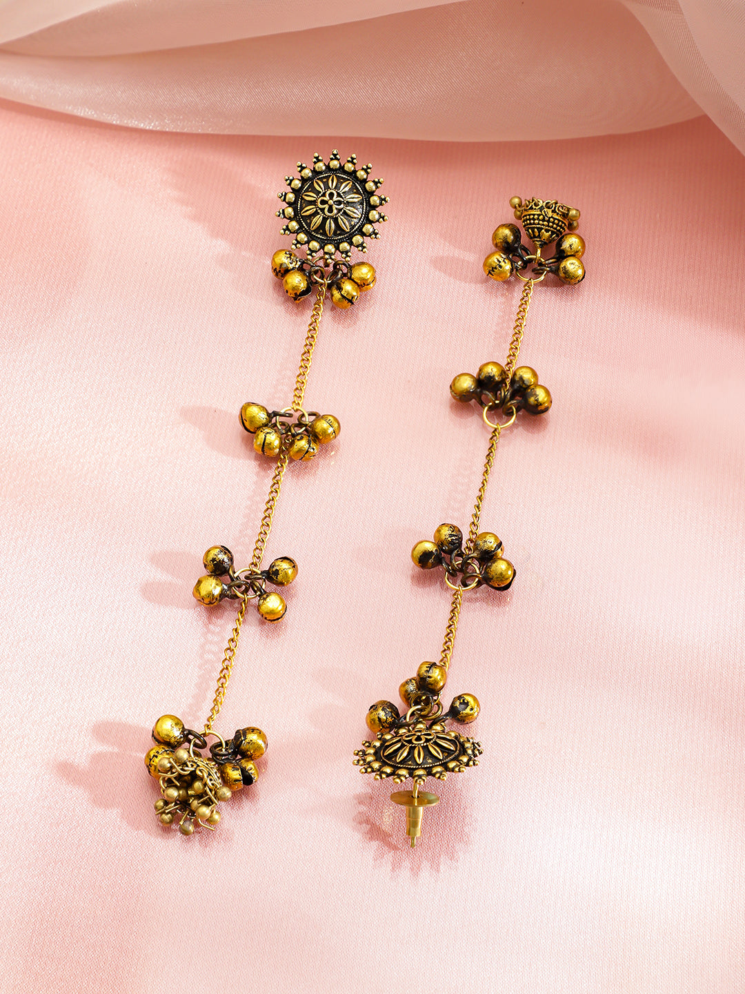 Long Kashmiri Jhumkas With Gold Beads フリーサイズ