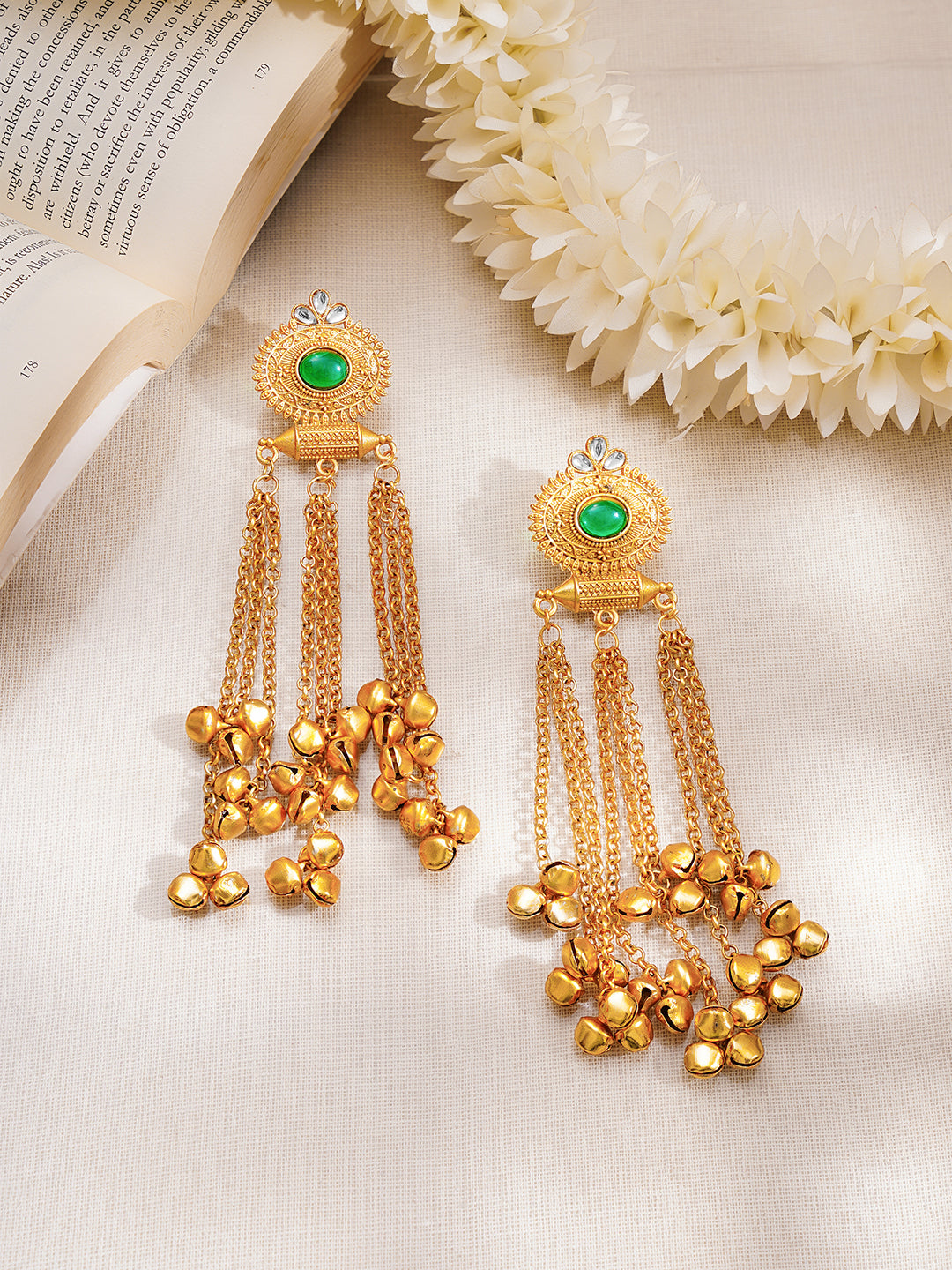 【Rubans】 Gold Plated Ghungroo Beaded Dangler Earrings｜ゴールドメッキ グングルー ビーズ ダングラーイヤリング