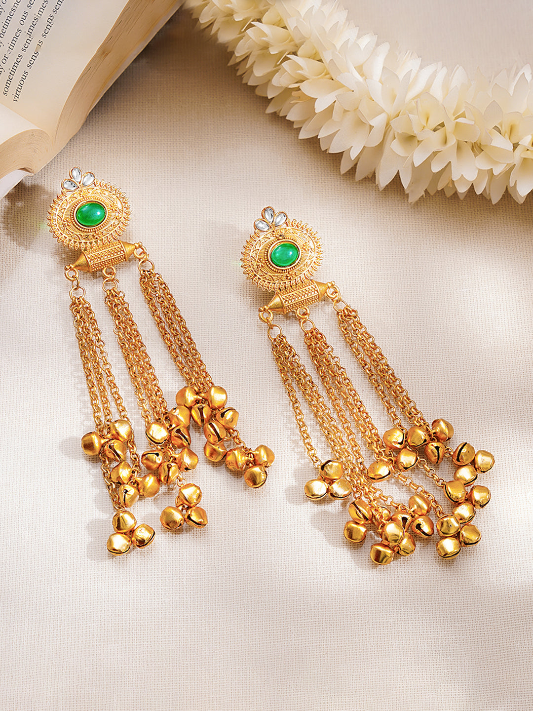 【Rubans】 Gold Plated Ghungroo Beaded Dangler Earrings｜ゴールドメッキ グングルー ビーズ ダングラーイヤリング