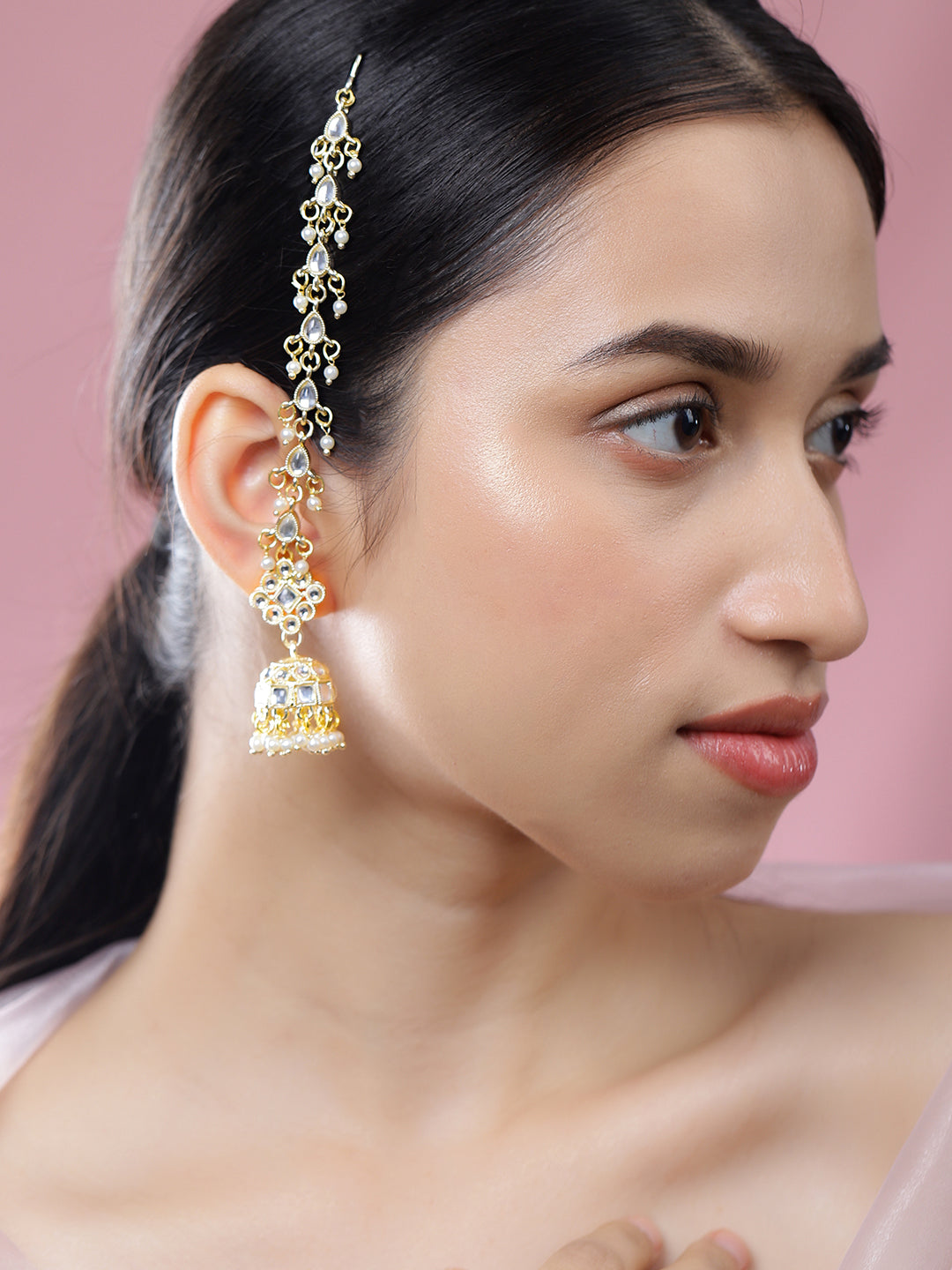 Golden Stories Dipped in Kundan Jhumka フリーサイズ