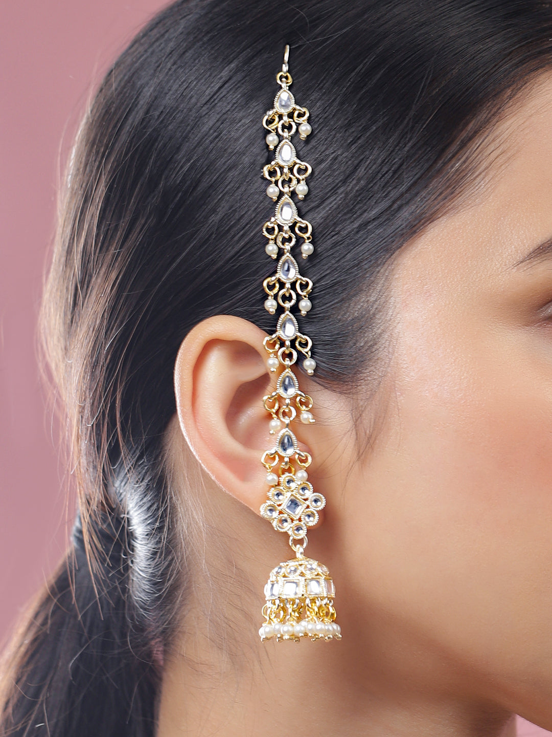 Golden Stories Dipped in Kundan Jhumka フリーサイズ