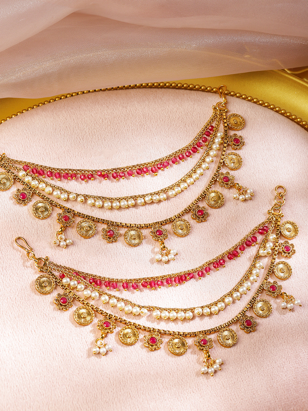 Pearl–Pink Festive Charm Ear Chain フリーサイズ