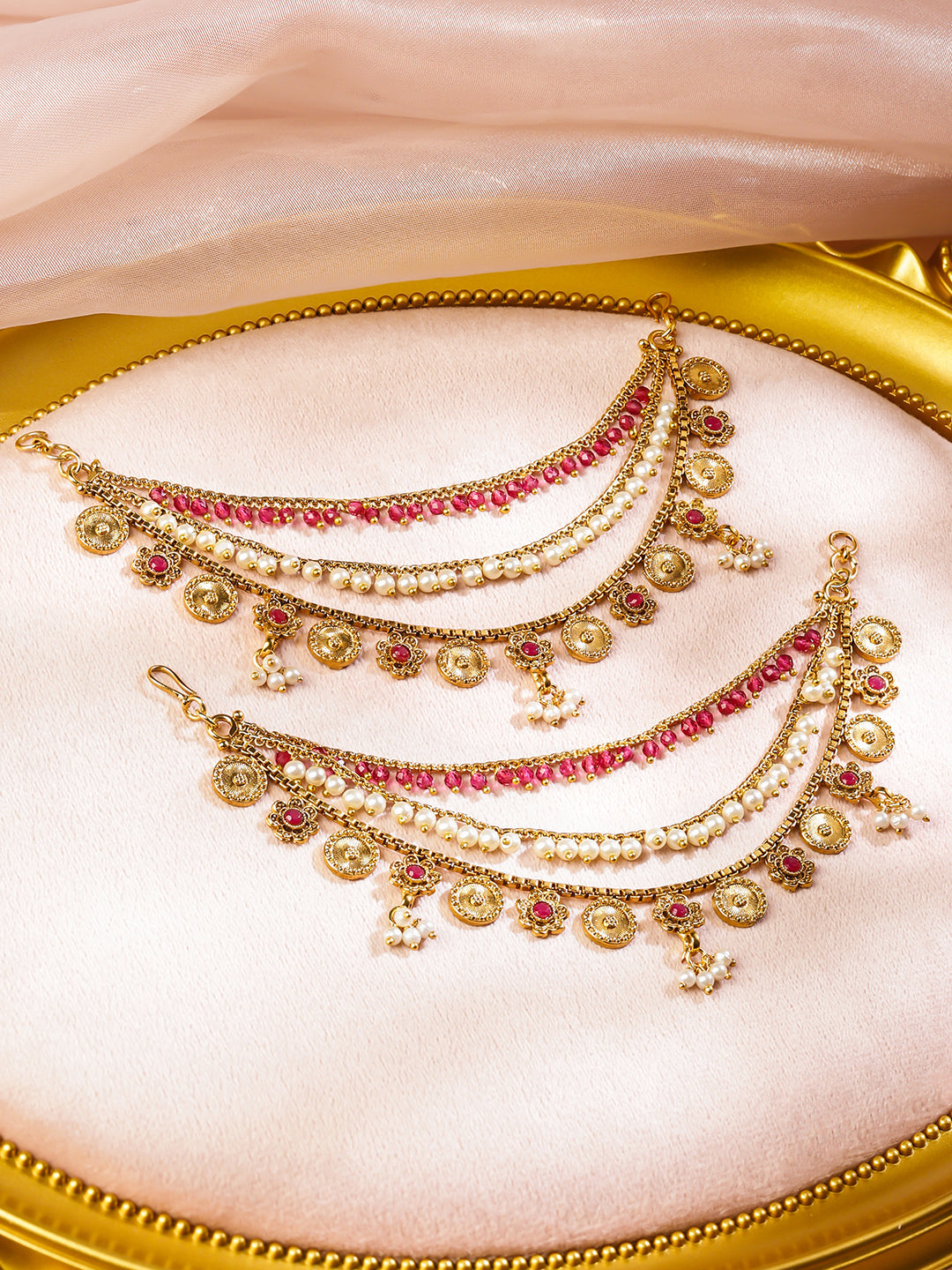 Pearl–Pink Festive Charm Ear Chain フリーサイズ