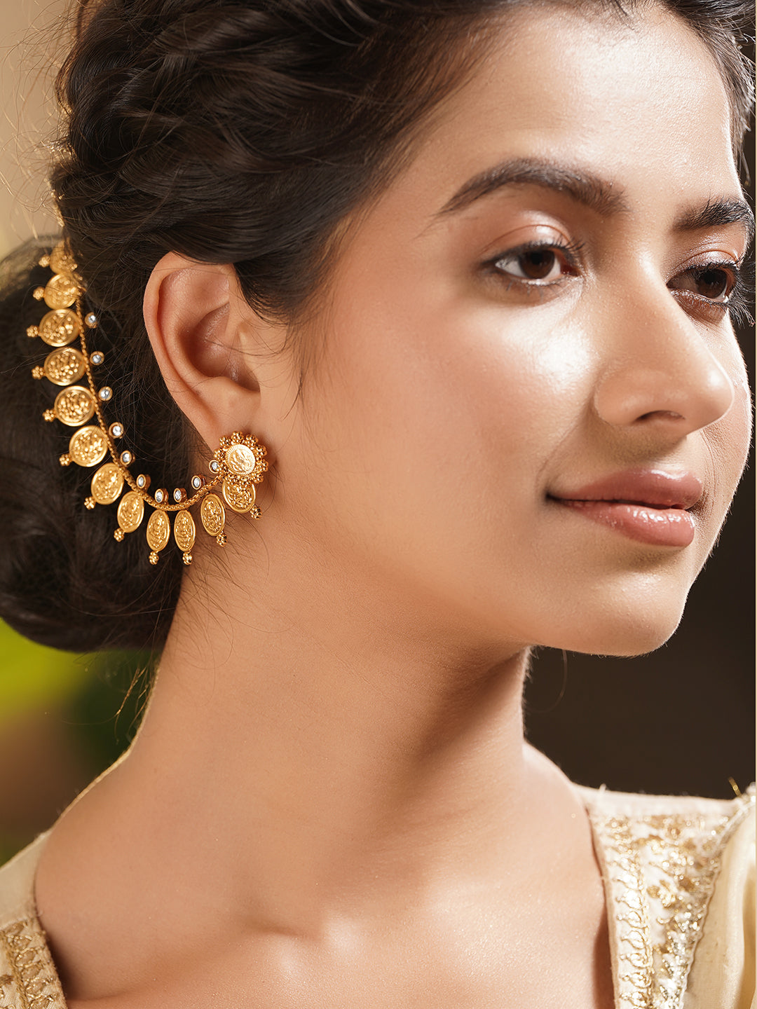 Temple Coin Charm Kaan Chains Earrings フリーサイズ