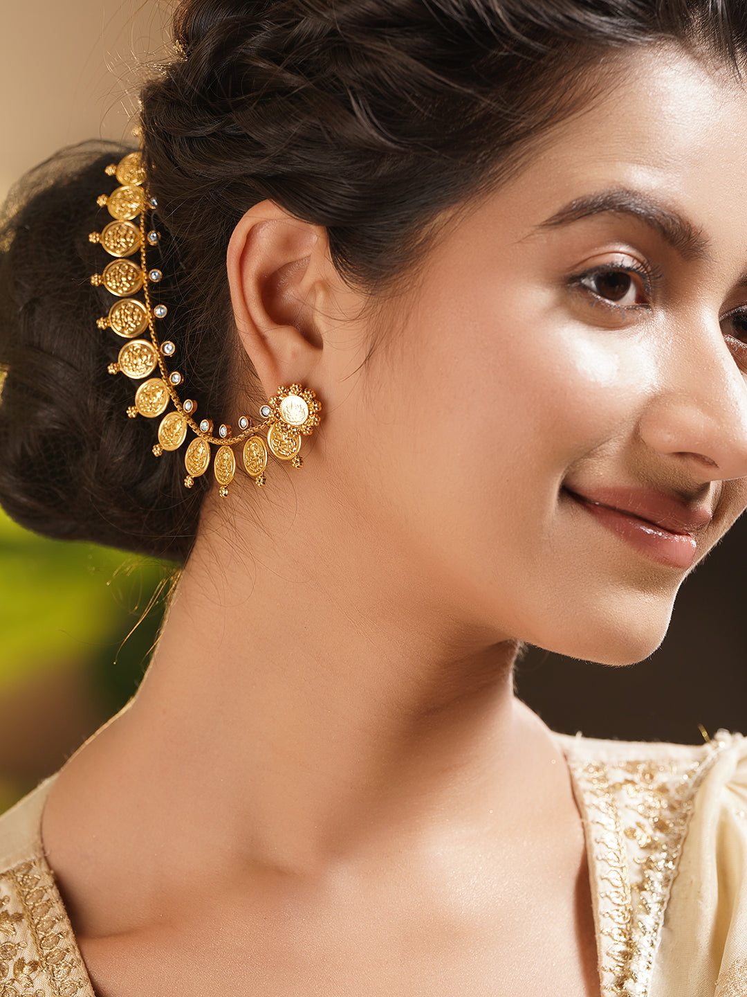Temple Coin Charm Kaan Chains Earrings フリーサイズ