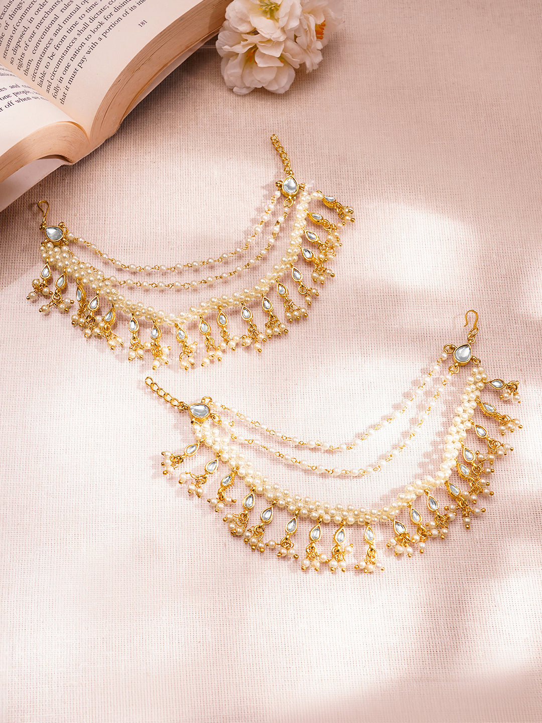 Royal Multi Layer Pearl Ear Chains Jewellery フリーサイズ