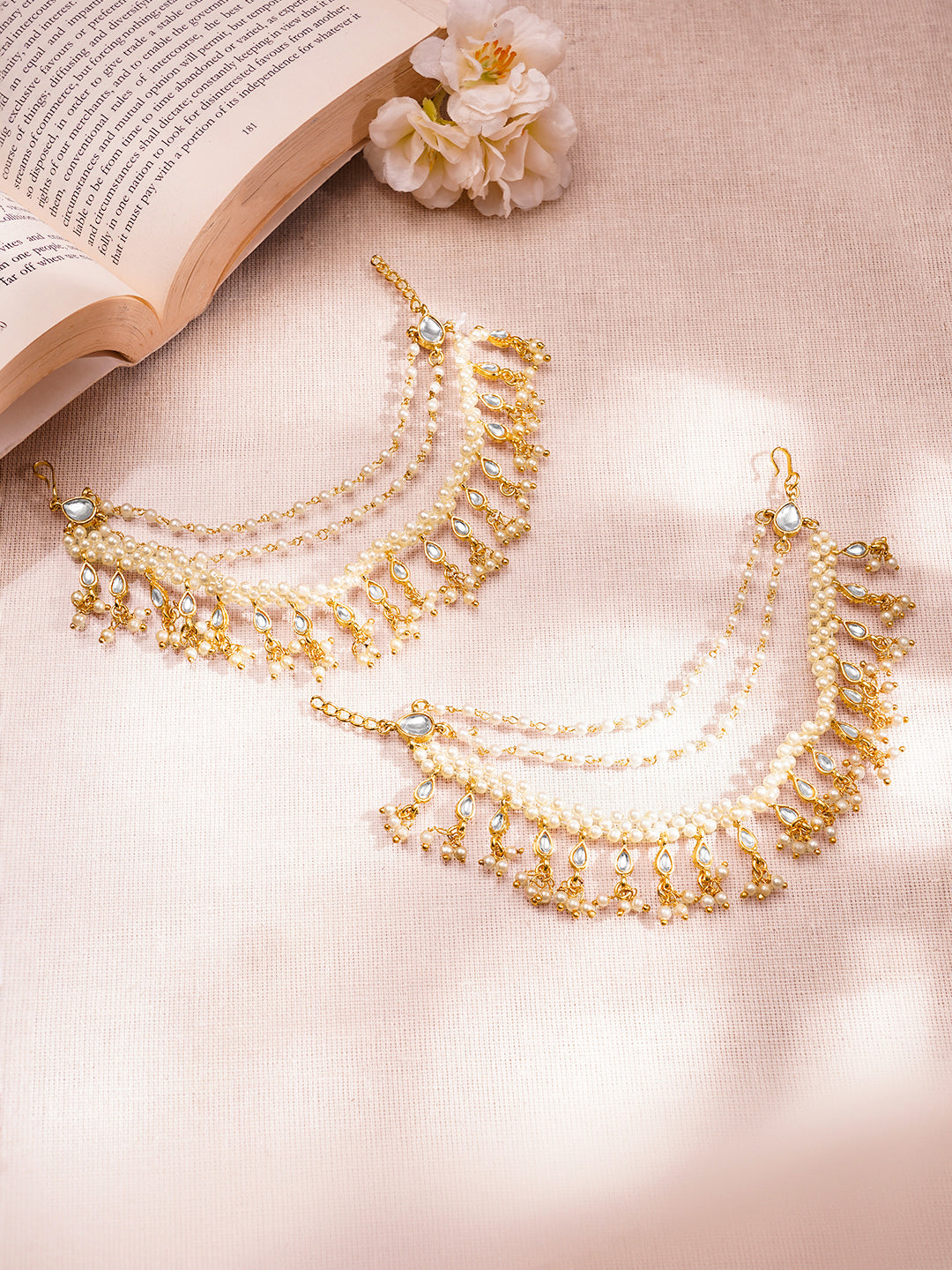 Royal Multi Layer Pearl Ear Chains Jewellery フリーサイズ