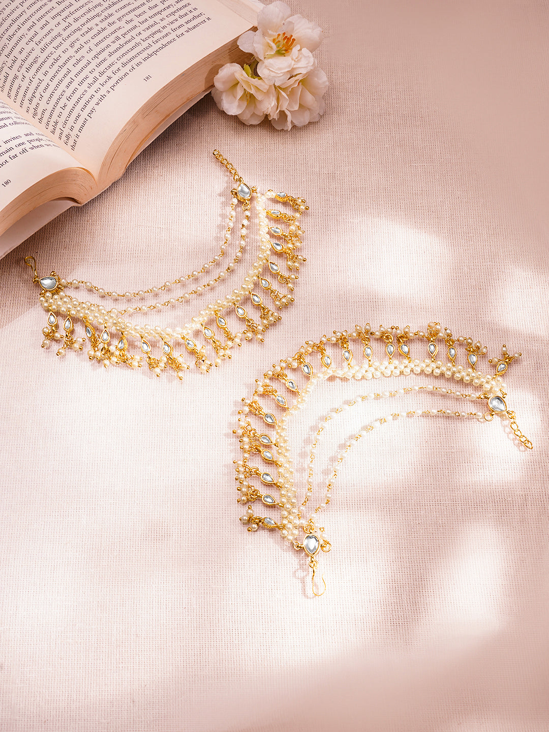 Royal Multi Layer Pearl Ear Chains Jewellery フリーサイズ