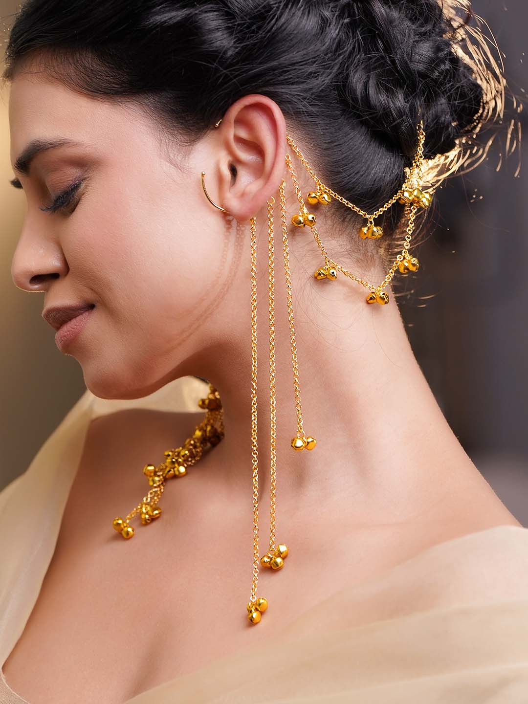 Regal Ghungroo Tassel Ear Cuff Kaan Chain Earrings フリーサイズ