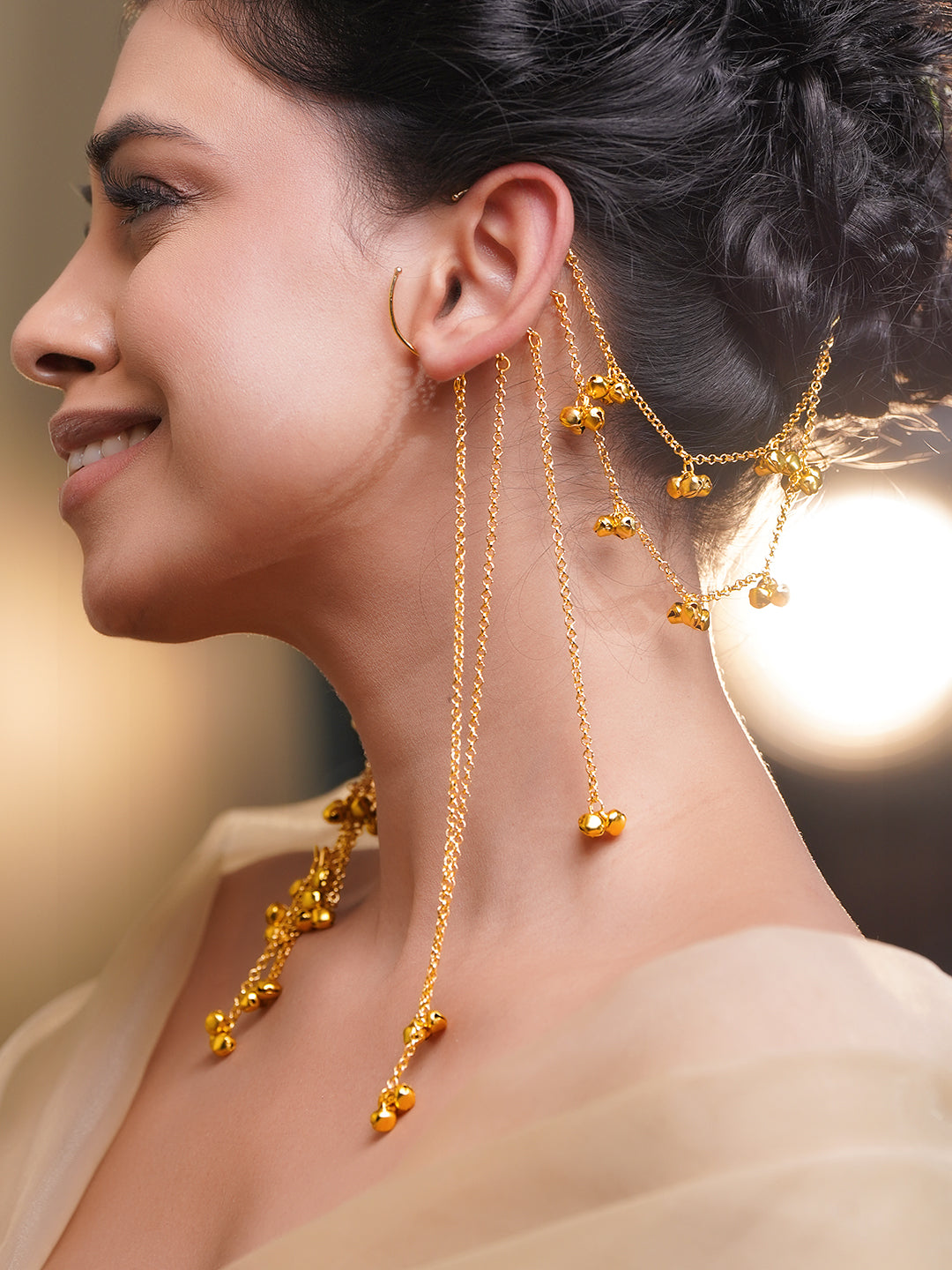 Regal Ghungroo Tassel Ear Cuff Kaan Chain Earrings フリーサイズ