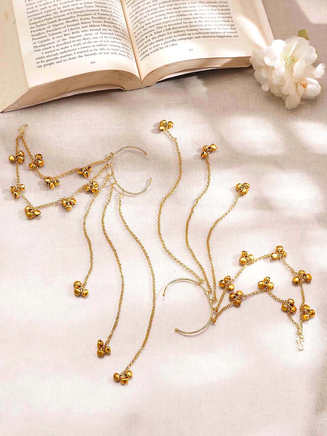 Regal Ghungroo Tassel Ear Cuff Kaan Chain Earrings フリーサイズ