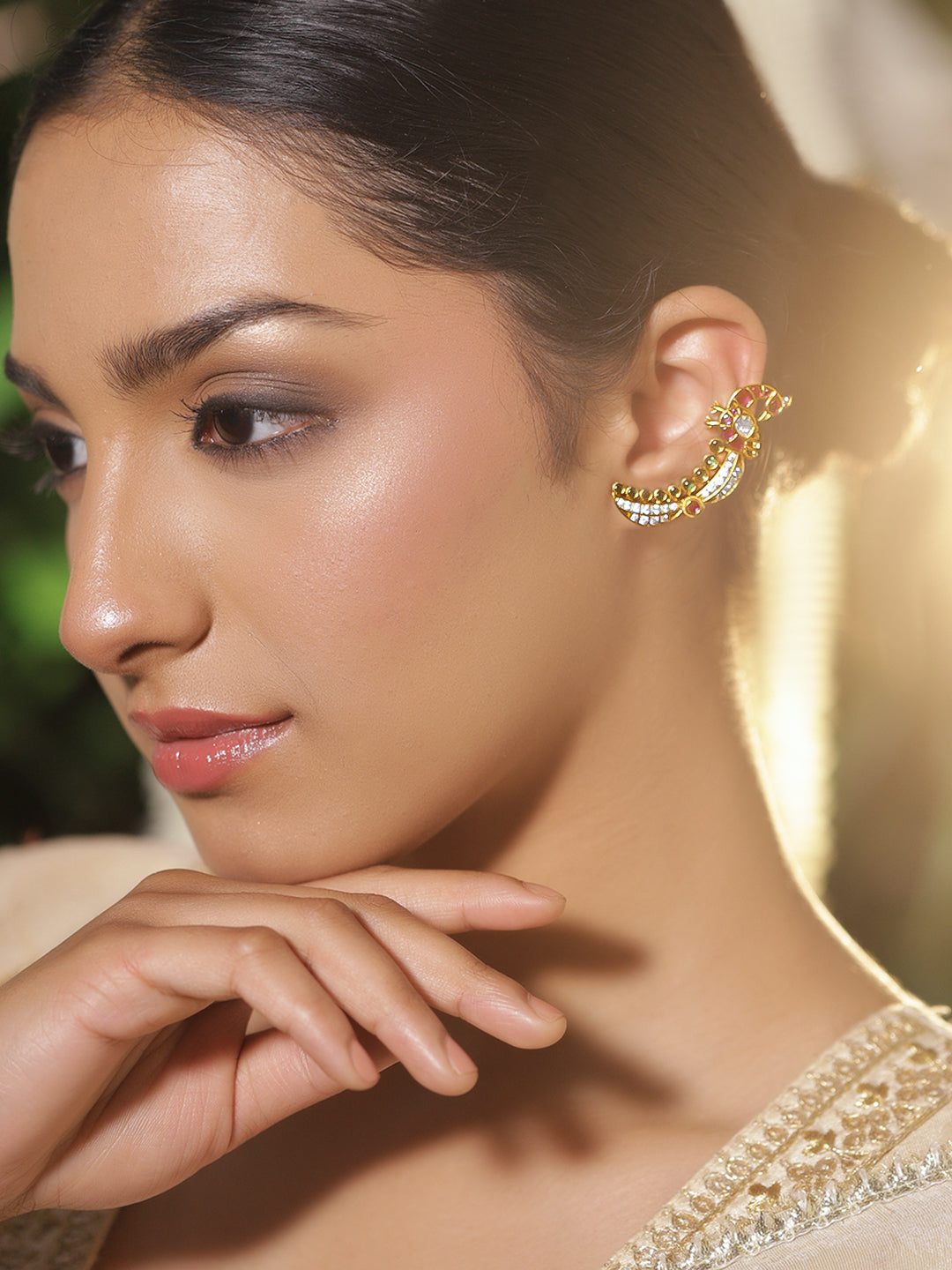 Traditional Curvs Multicolor Kundan Studs フリーサイズ