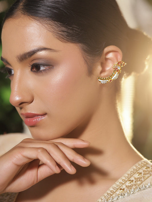 Traditional Curvs Multicolor Kundan Studs フリーサイズ