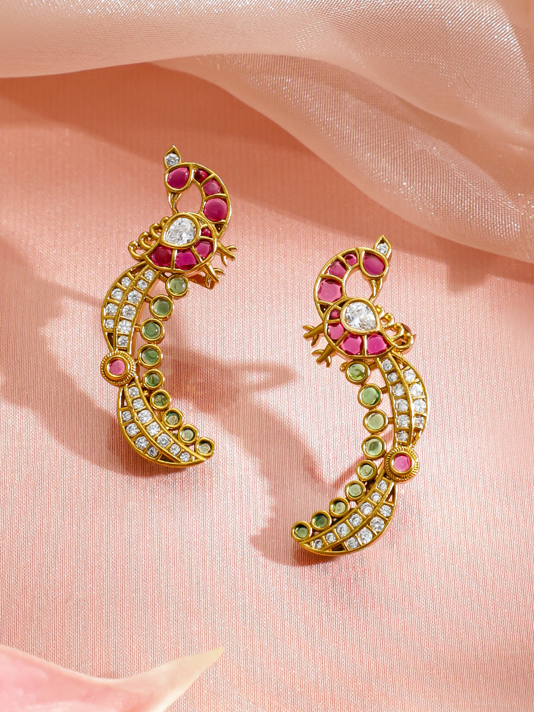 Traditional Curvs Multicolor Kundan Studs フリーサイズ
