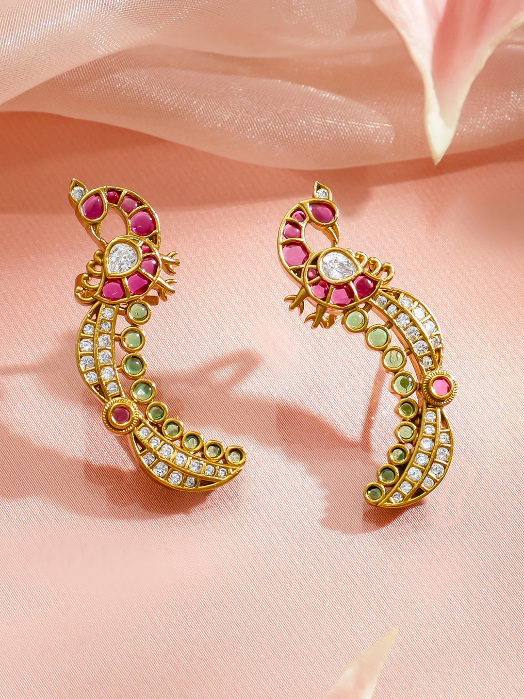 Traditional Curvs Multicolor Kundan Studs フリーサイズ