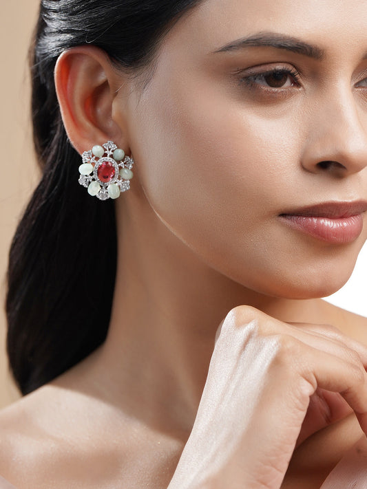 Crystal Bloom Ruby Red Studs フリーサイズ