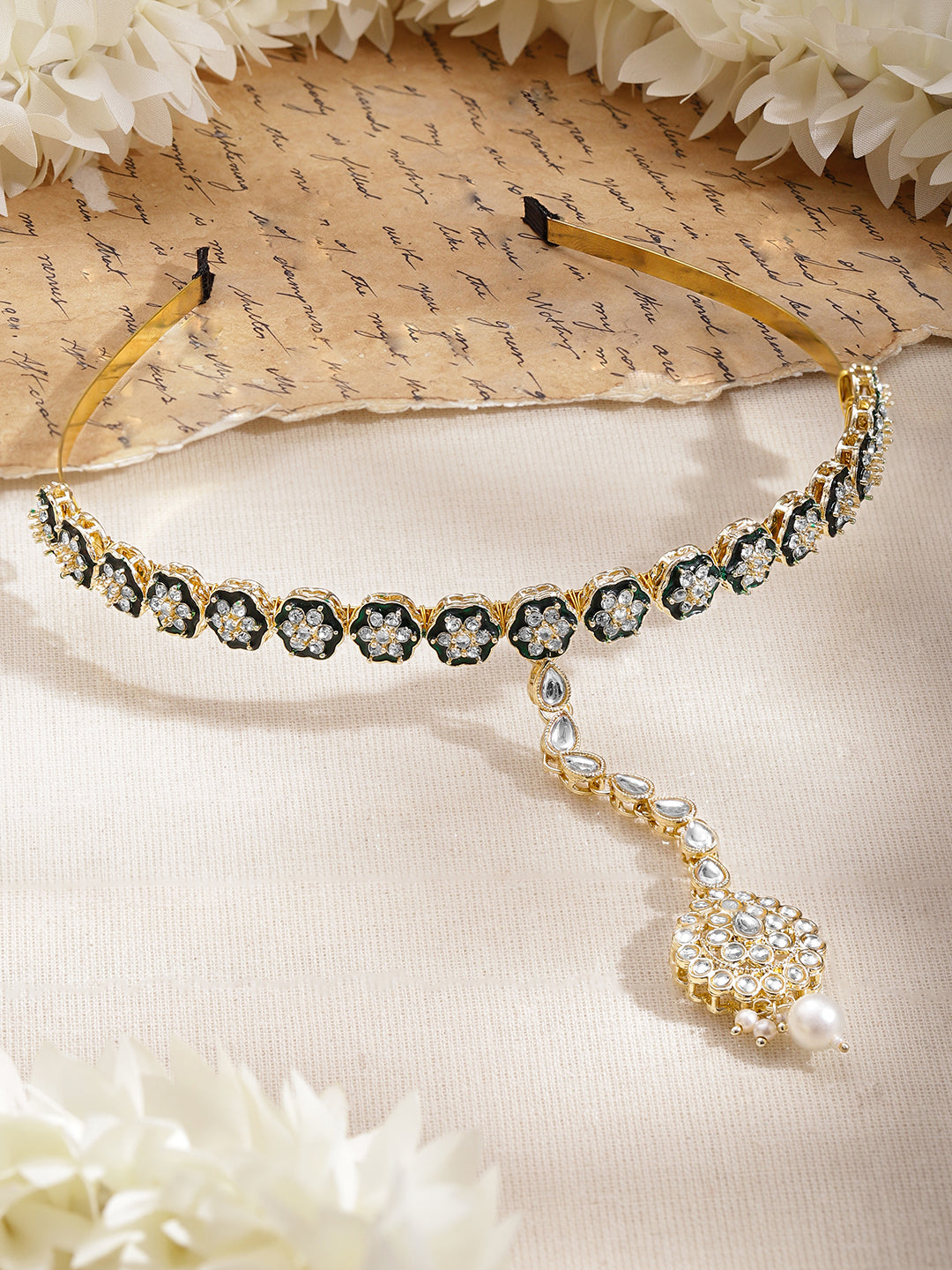 Traditional Kundan Festive Hair Band フリーサイズ