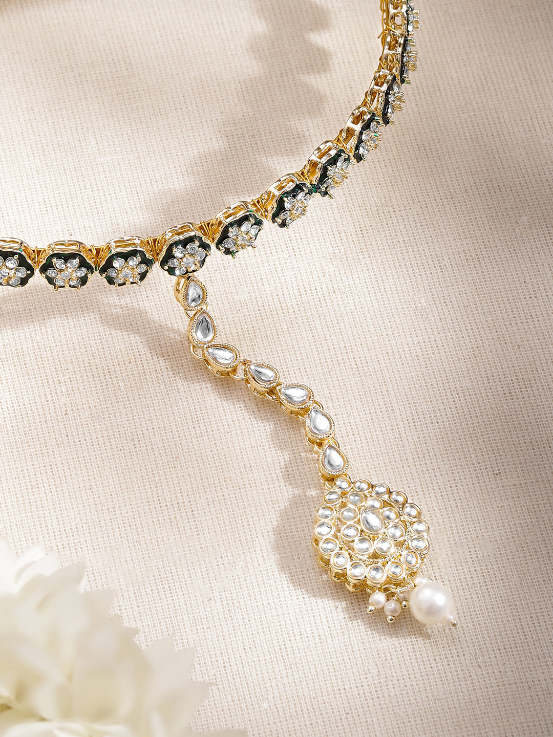 Traditional Kundan Festive Hair Band フリーサイズ
