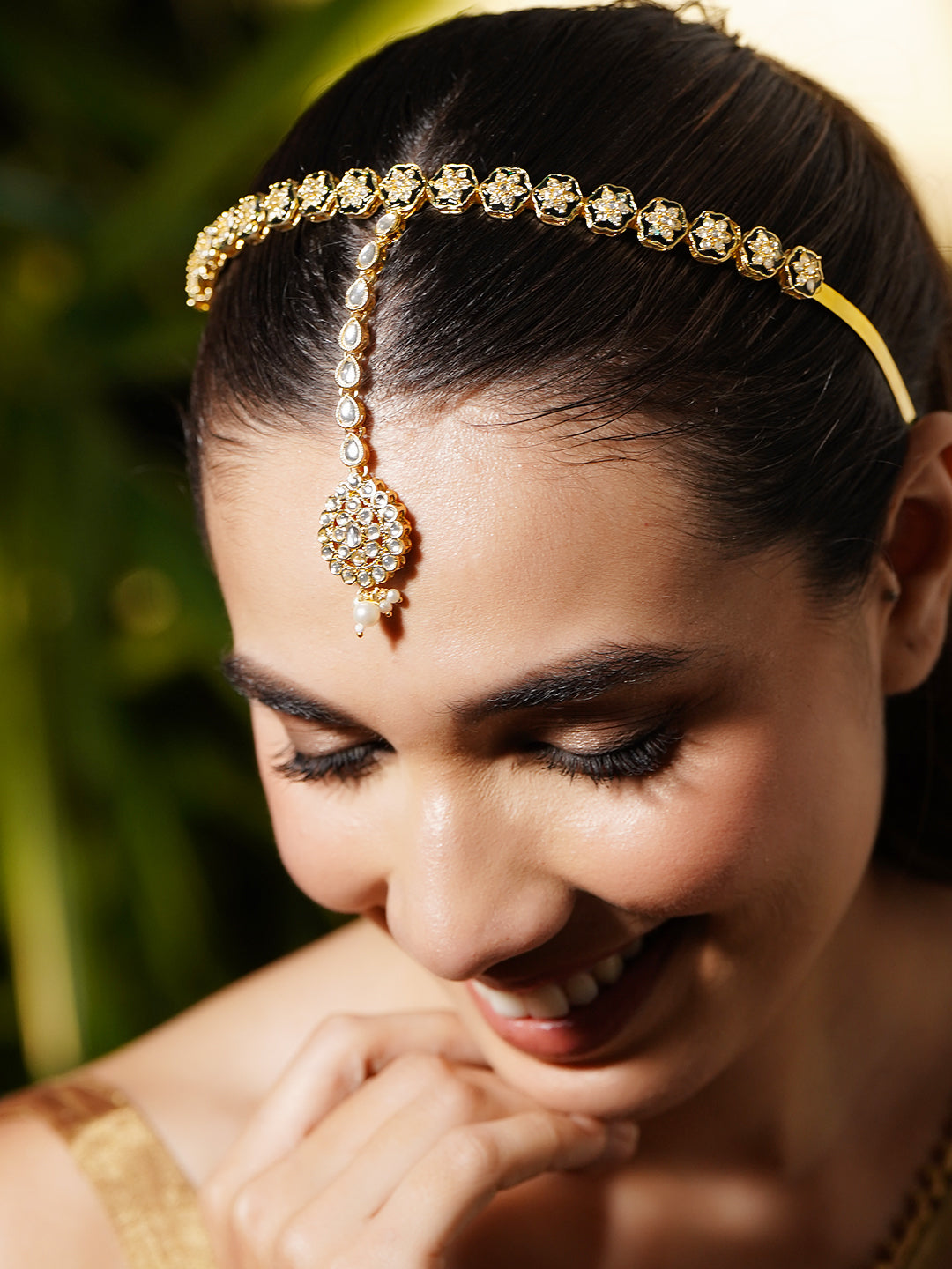 Traditional Kundan Festive Hair Band フリーサイズ