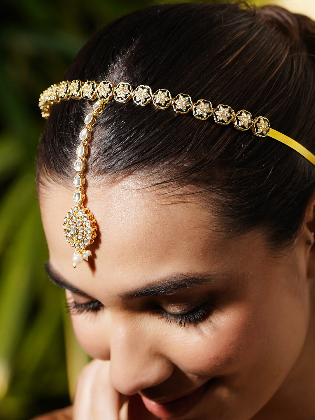 Traditional Kundan Festive Hair Band フリーサイズ