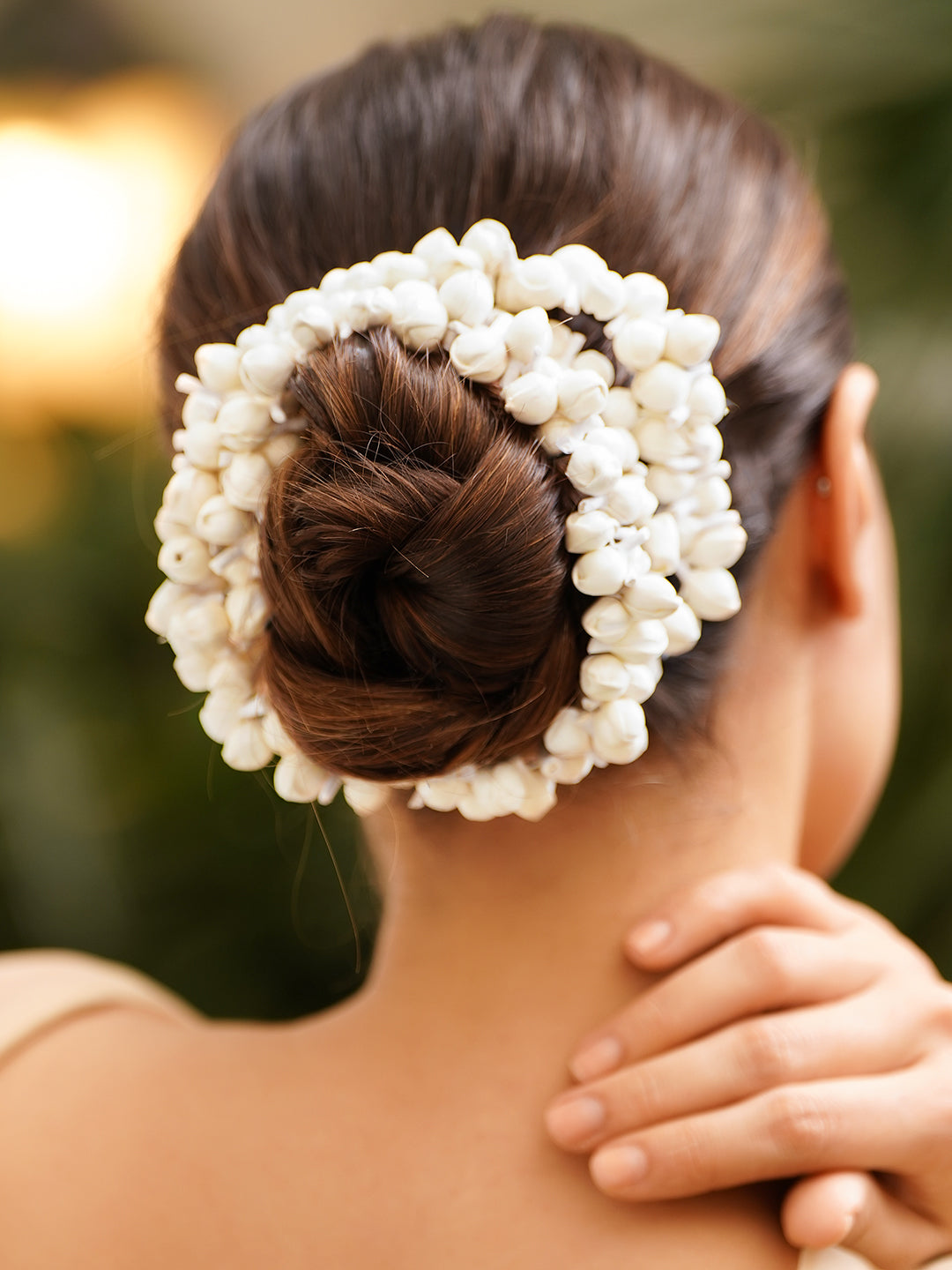 Classic White Jasmine Bridal Hair Gajra フリーサイズ
