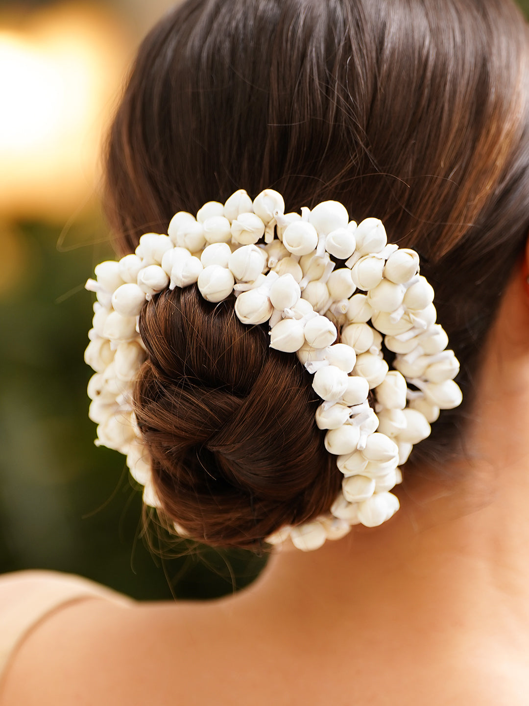 Classic White Jasmine Bridal Hair Gajra フリーサイズ
