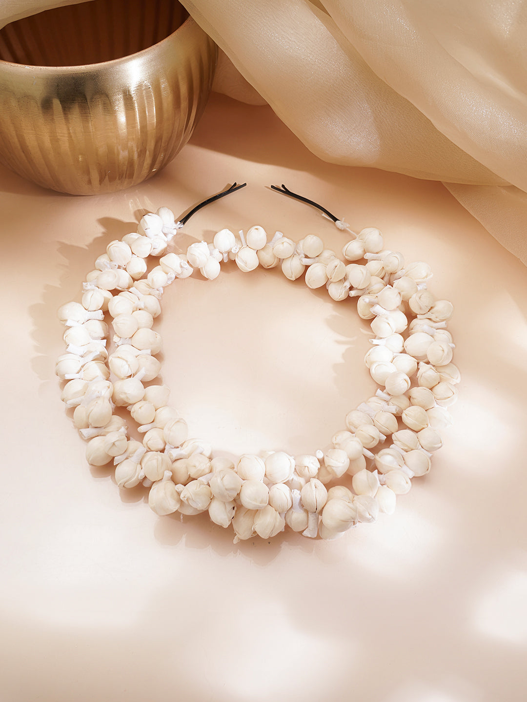 Classic White Jasmine Bridal Hair Gajra フリーサイズ
