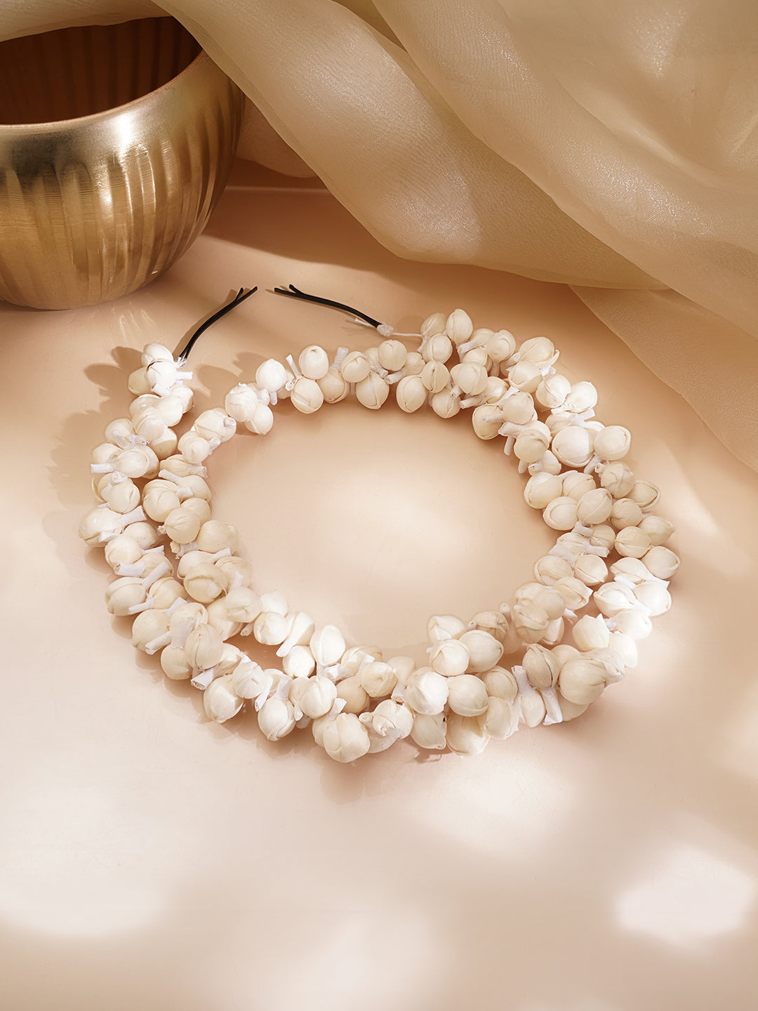 Classic White Jasmine Bridal Hair Gajra フリーサイズ