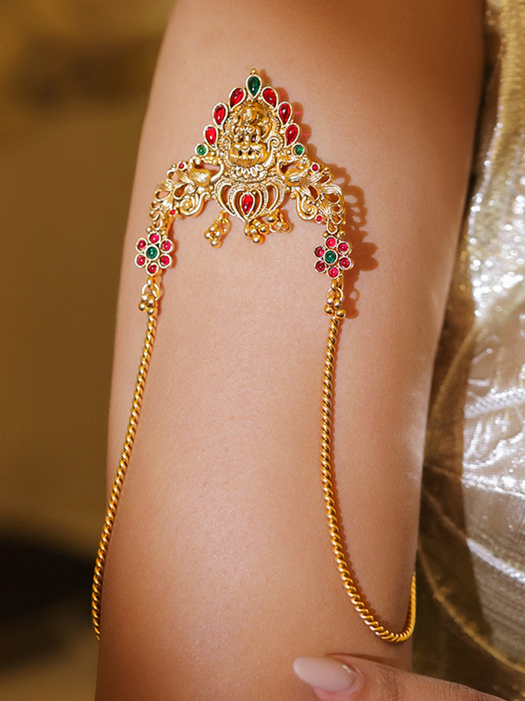 Pink & Green Golden Armlet フリーサイズ