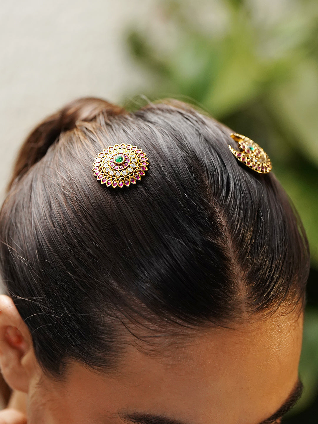 Crescent Kundan Hair Accessories Set フリーサイズ