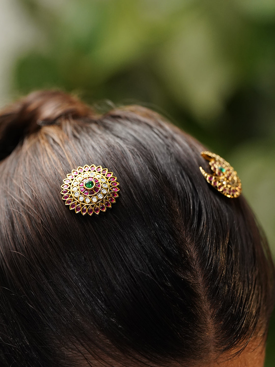 Crescent Kundan Hair Accessories Set フリーサイズ
