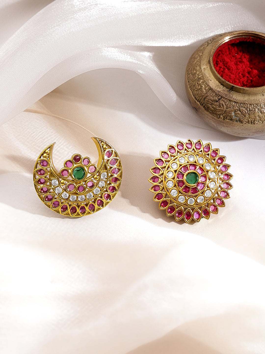 Crescent Kundan Hair Accessories Set フリーサイズ