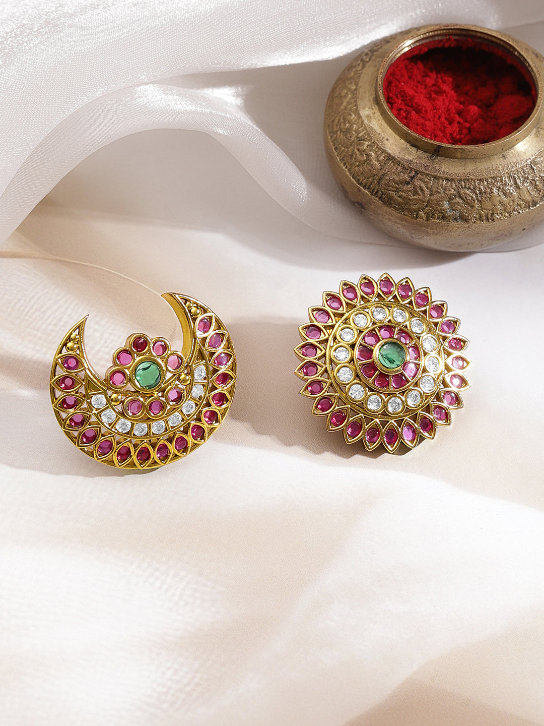 Crescent Kundan Hair Accessories Set フリーサイズ