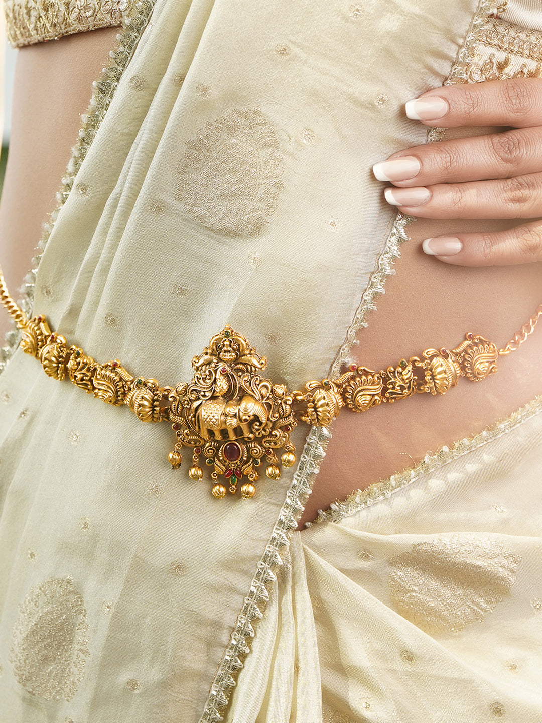 Elephant Motif Golden Kamarbandh フリーサイズ