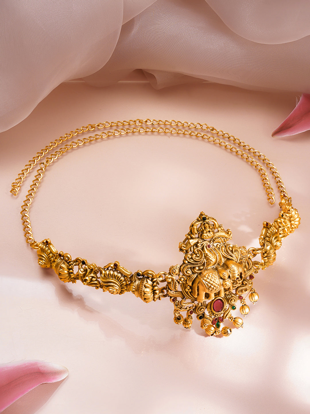 Elephant Motif Golden Kamarbandh フリーサイズ