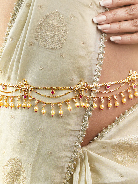 Festive Pearl Charm Kamarbandh フリーサイズ