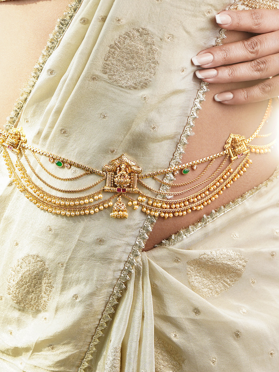 Regal Temple Pearl Layer Waist Belt Kamarbandh フリーサイズ