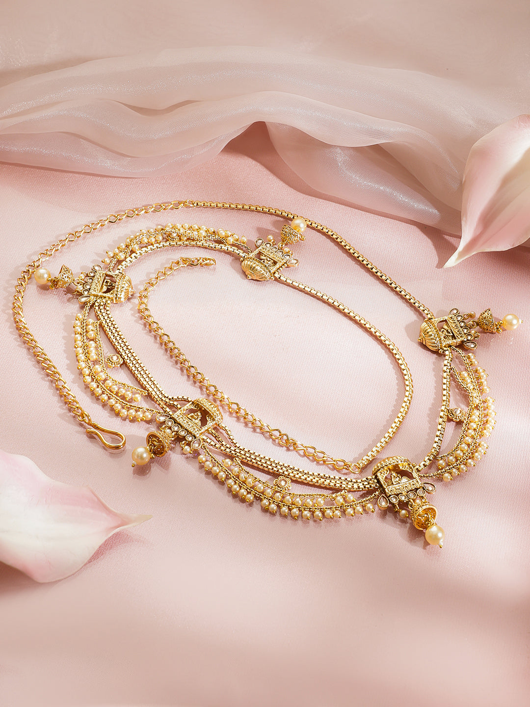 Wedding Shine Gold Pearl Kamarbandh フリーサイズ