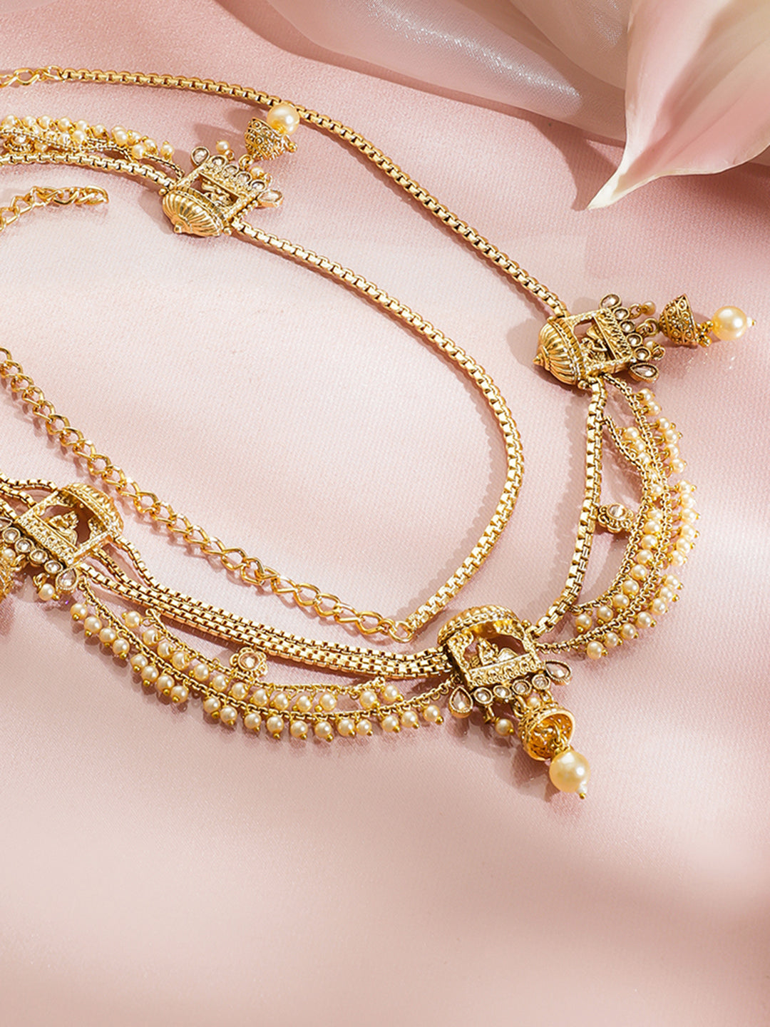 Wedding Shine Gold Pearl Kamarbandh フリーサイズ