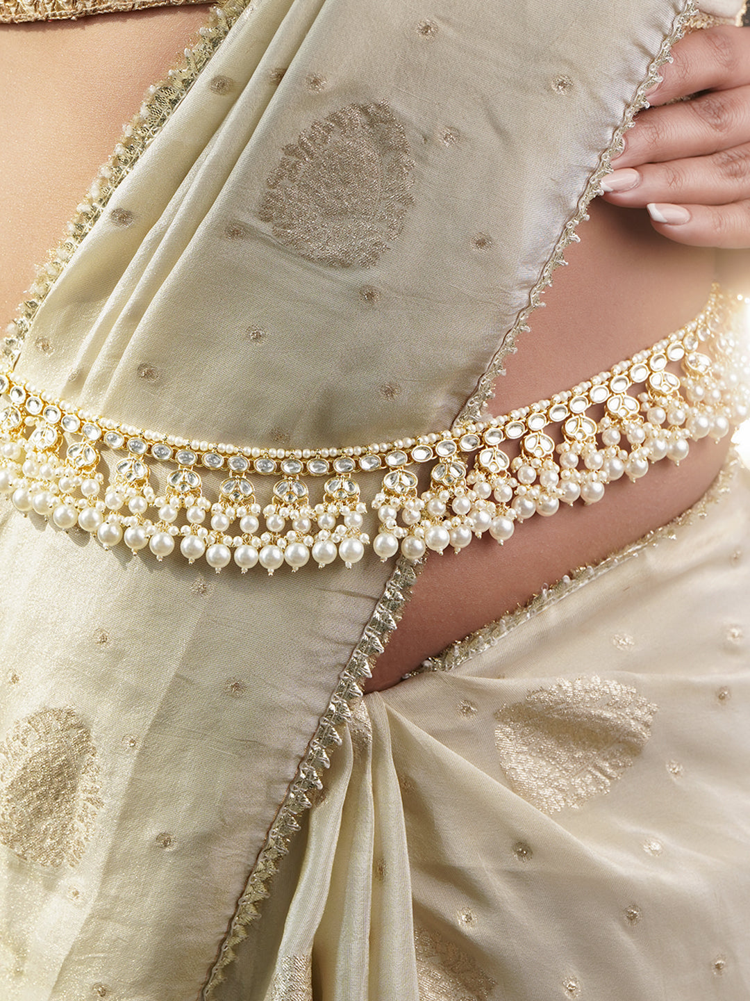 Pearl Beaded Designer Kamarbandh フリーサイズ