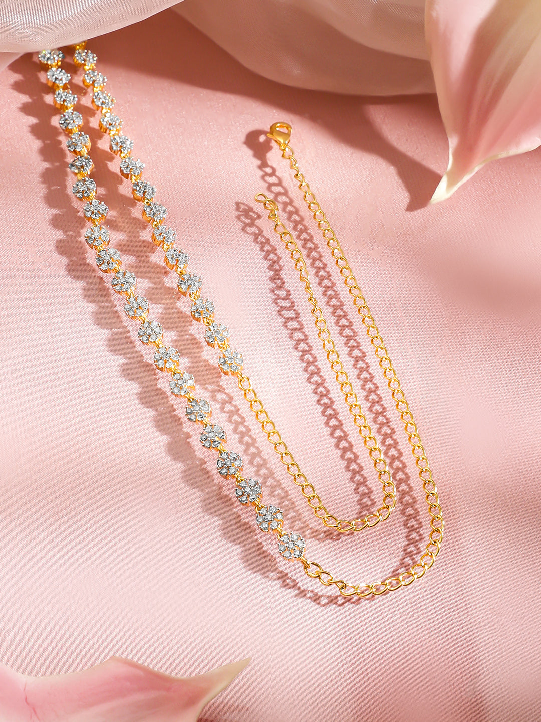 Floral American Diamond Zirconia Gold Kamarbandh フリーサイズ