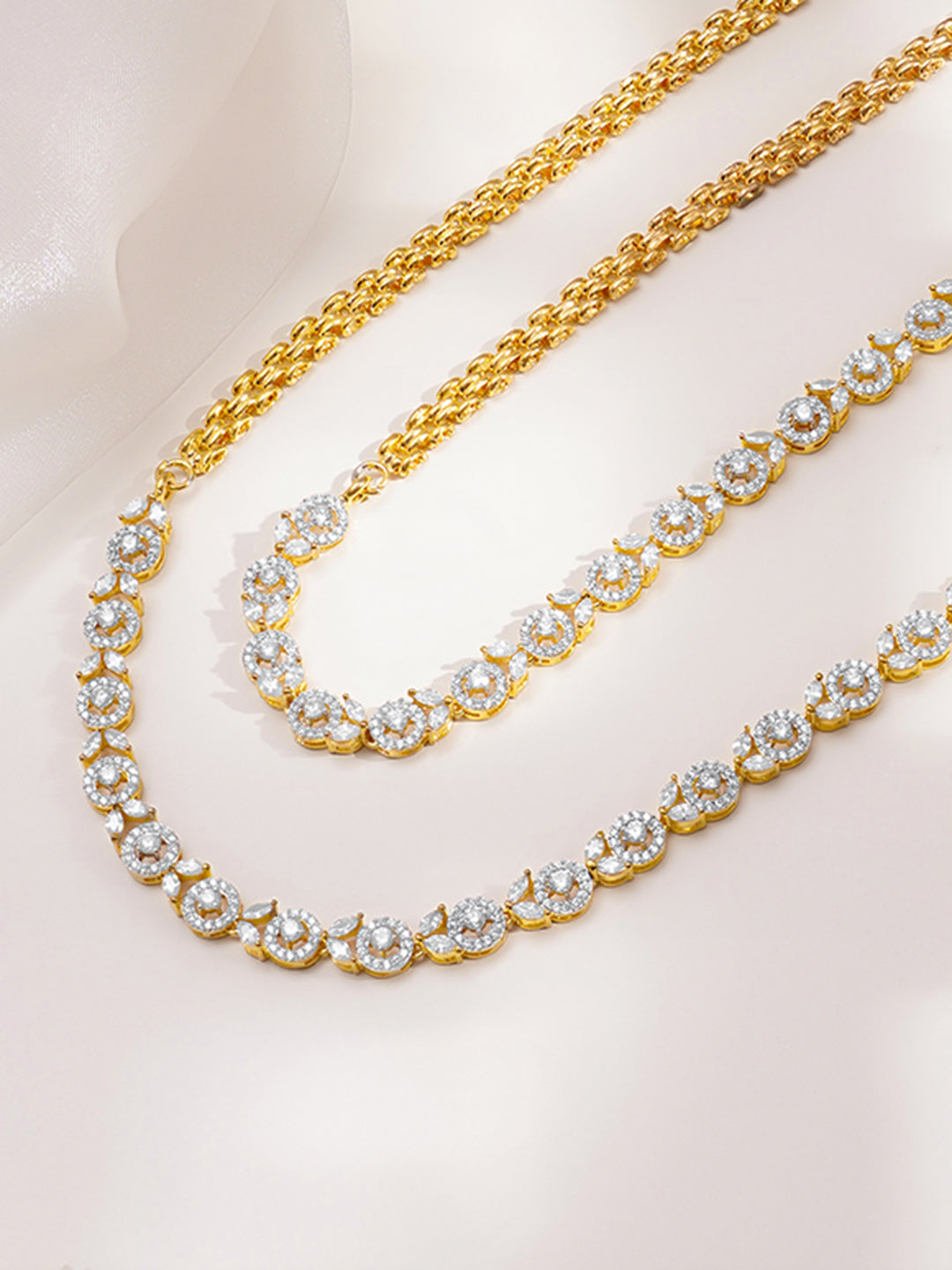 Floral Link Cubic Zirconia Waist Chain フリーサイズ