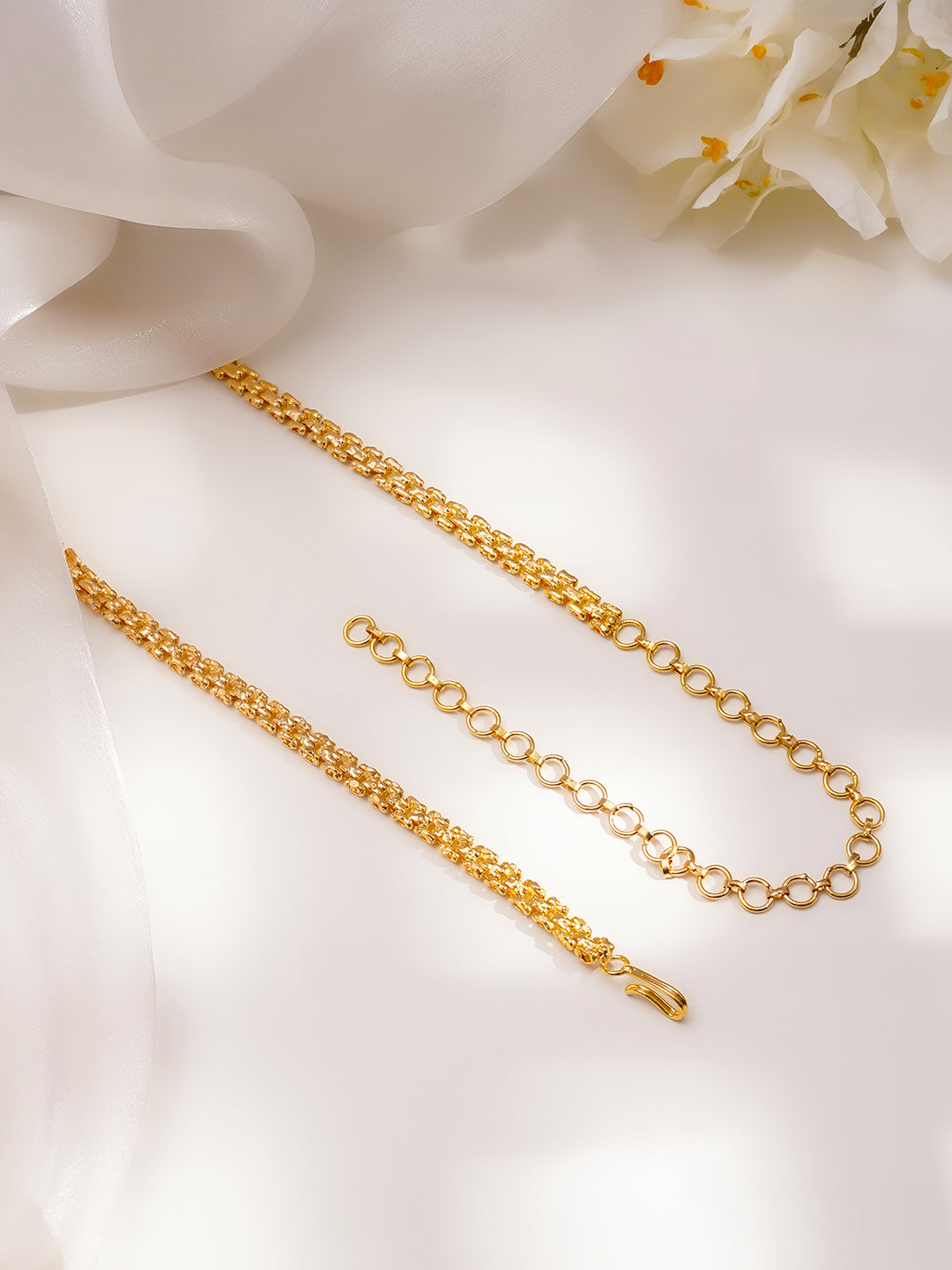 Floral Link Cubic Zirconia Waist Chain フリーサイズ