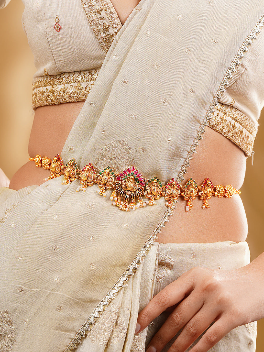 Gold Plated Peacock Design Waist Chain Belt フリーサイズ